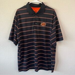 Antigua Oklahoma State University Striped Polo Shirt